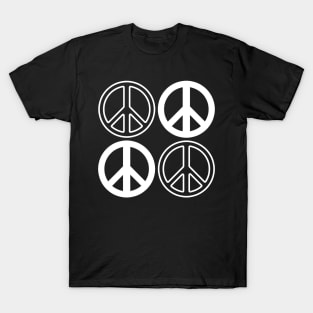 Dusky Blue and White Peace Signs Pattern T-Shirt